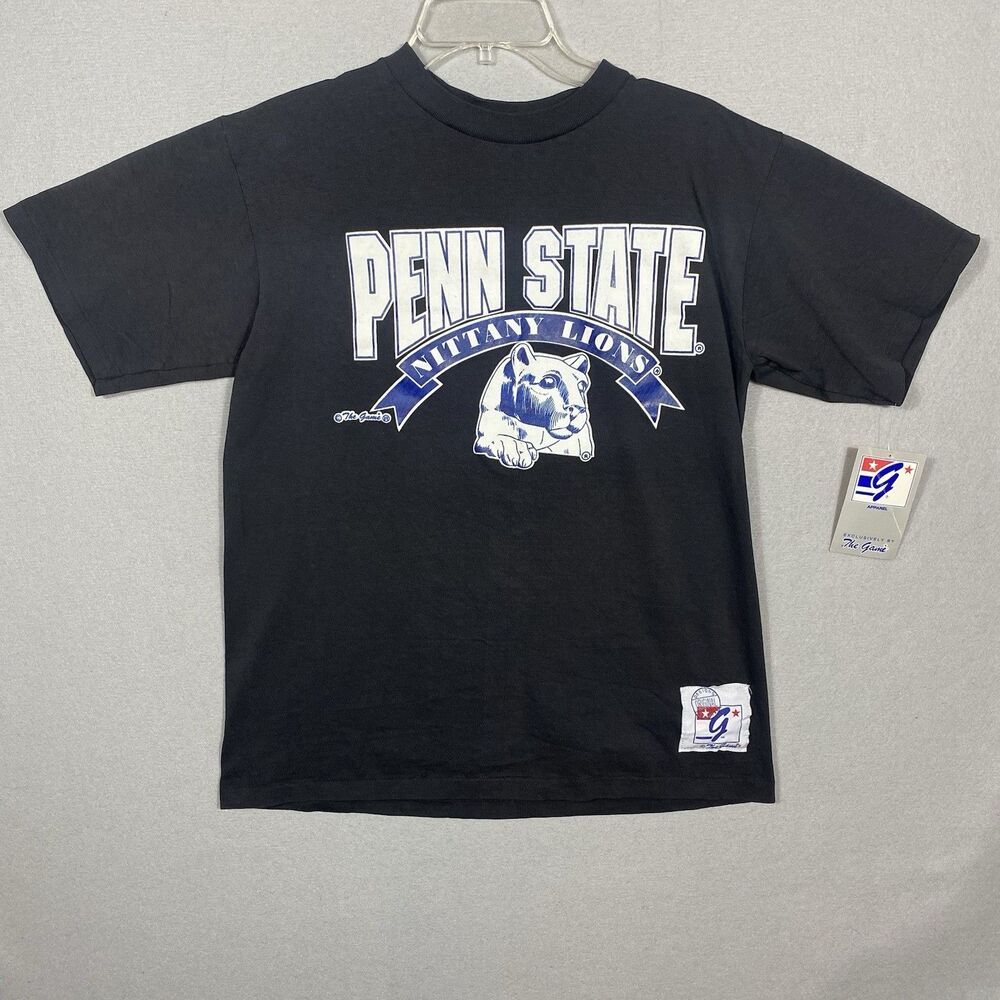 90s Penn State The Game Vintage Single Stitch M‎ College Tee Shirt Tshirt Black